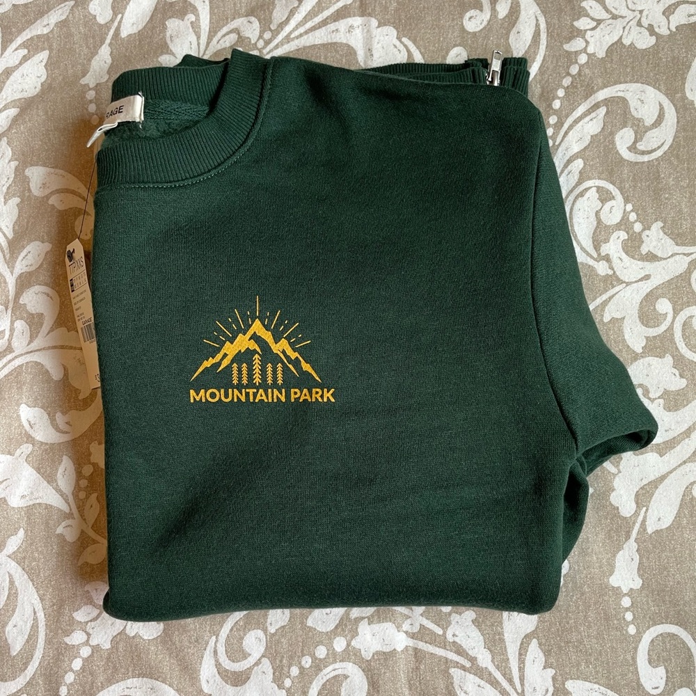 GARAGE Side Zip Crewneck in Pine Womens Size XXS